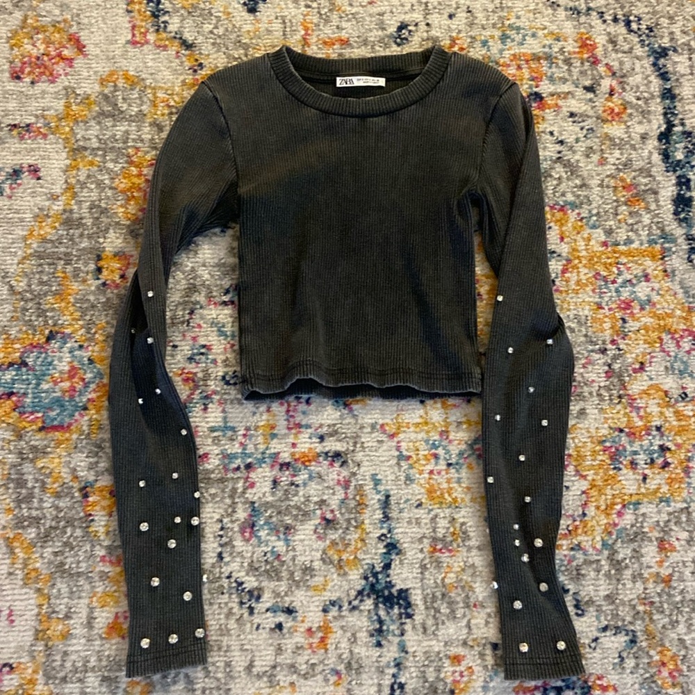 zara rhinestone top